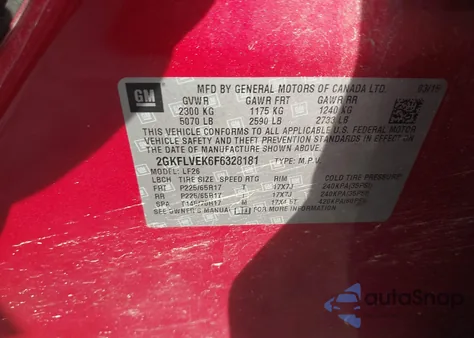 2015 GMC Terrain Sle-1 из США, поврежденный, VIN 2GKFLVEK6F6328181